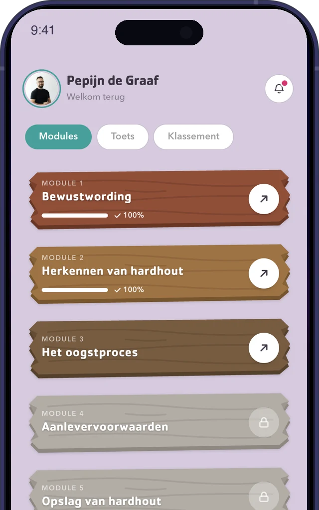 De Hardhout app op een telefoon